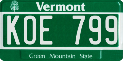 VT license plate KOE799