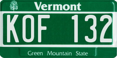 VT license plate KOF132
