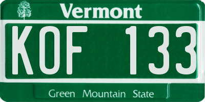 VT license plate KOF133