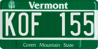 VT license plate KOF155