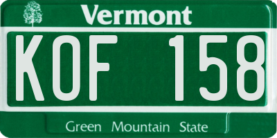 VT license plate KOF158