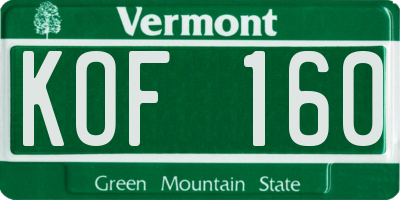 VT license plate KOF160