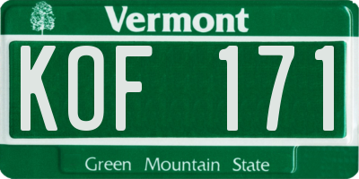 VT license plate KOF171
