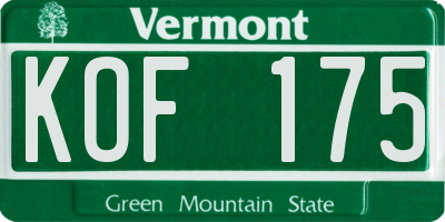 VT license plate KOF175