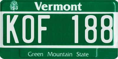 VT license plate KOF188