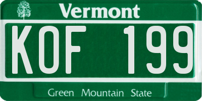 VT license plate KOF199