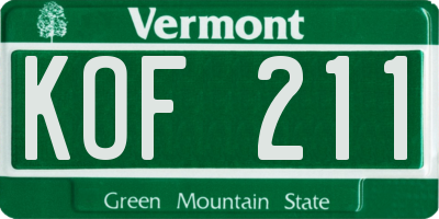 VT license plate KOF211