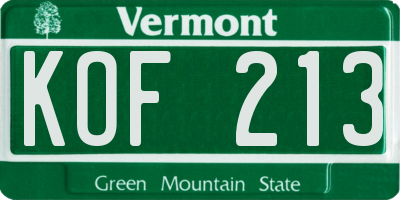 VT license plate KOF213