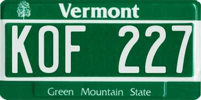 VT license plate KOF227