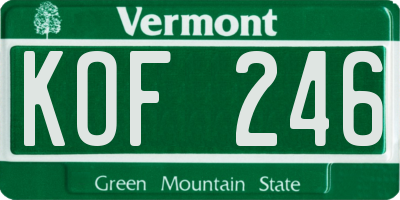 VT license plate KOF246