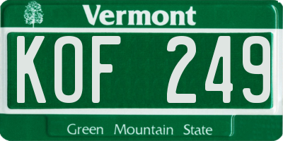 VT license plate KOF249