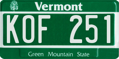 VT license plate KOF251