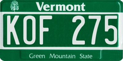 VT license plate KOF275