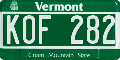 VT license plate KOF282