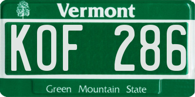 VT license plate KOF286