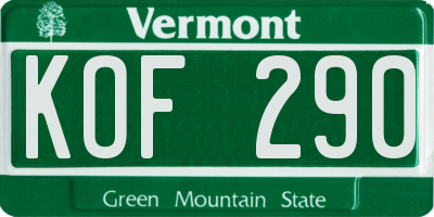 VT license plate KOF290