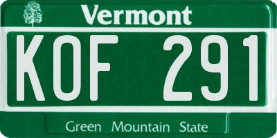 VT license plate KOF291