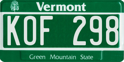 VT license plate KOF298