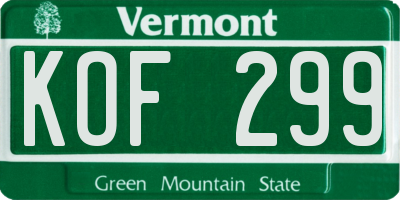VT license plate KOF299
