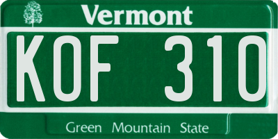 VT license plate KOF310