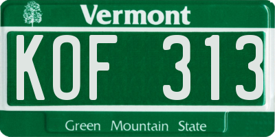 VT license plate KOF313