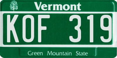VT license plate KOF319