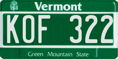 VT license plate KOF322