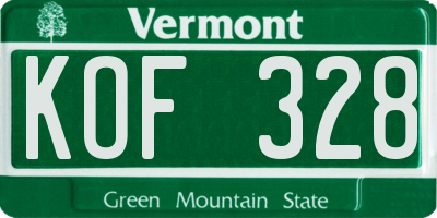 VT license plate KOF328