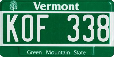 VT license plate KOF338