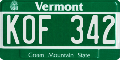 VT license plate KOF342