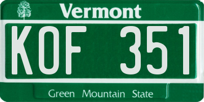 VT license plate KOF351