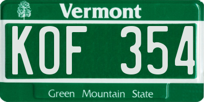 VT license plate KOF354