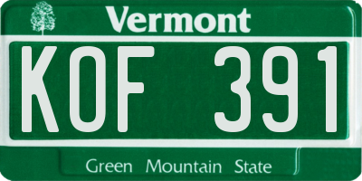 VT license plate KOF391