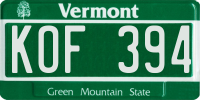 VT license plate KOF394