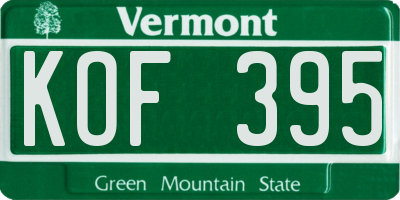 VT license plate KOF395