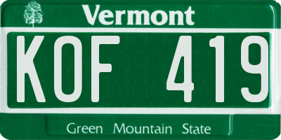 VT license plate KOF419