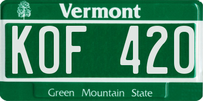 VT license plate KOF420