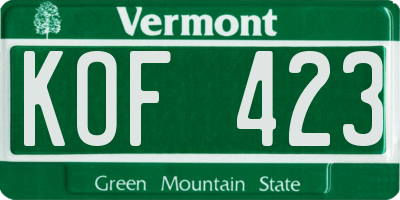 VT license plate KOF423
