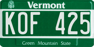 VT license plate KOF425