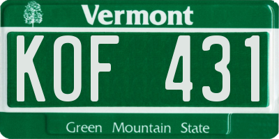 VT license plate KOF431