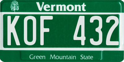 VT license plate KOF432