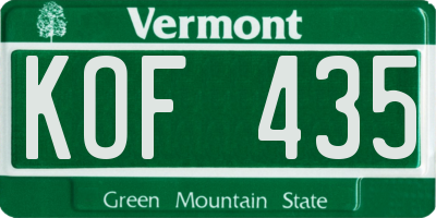 VT license plate KOF435