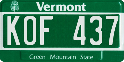 VT license plate KOF437