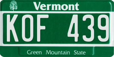 VT license plate KOF439