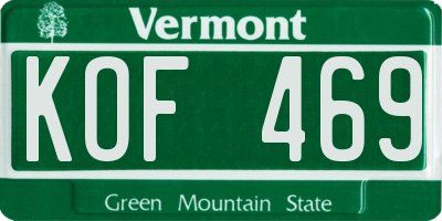 VT license plate KOF469