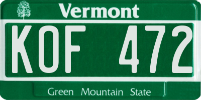 VT license plate KOF472