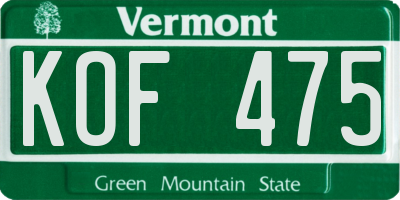 VT license plate KOF475