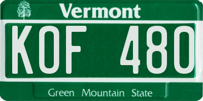 VT license plate KOF480