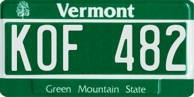 VT license plate KOF482