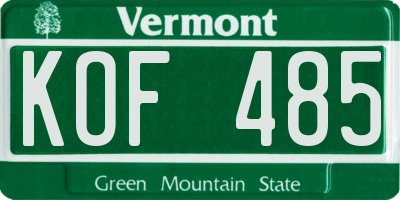VT license plate KOF485